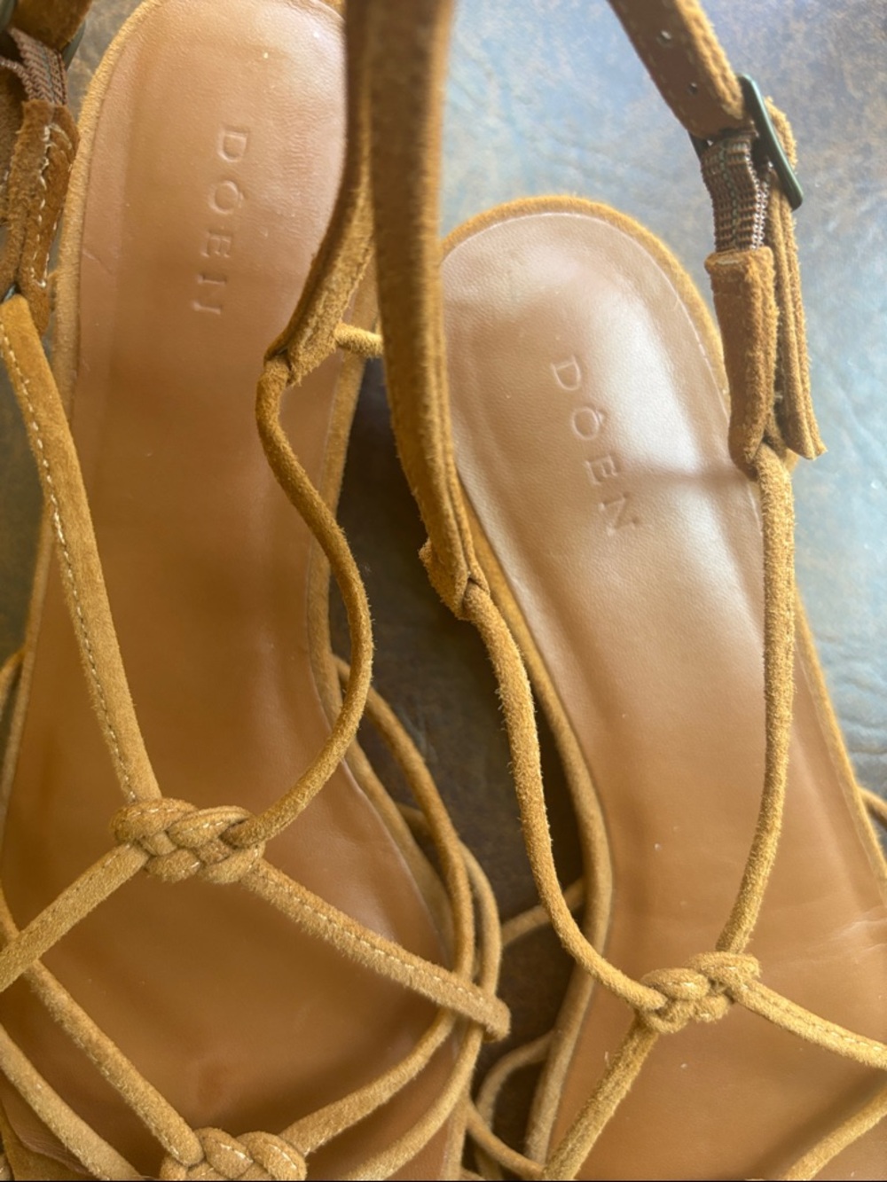 Dôen Knotted Corsica Suede Strappy Heeled Sandals - Picture 9 of 11